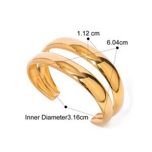 Gold‎ Color Stainless Steel Open Bangle Bracelet Waterproof